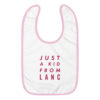 Just a Kid From Lanc Embroidered Bib